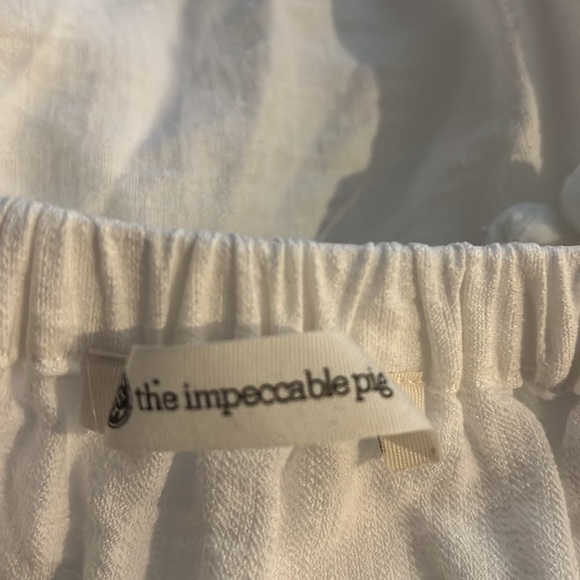 The Impeccabke Pig boutique off shoulder ruffle white top blouse Sz L - Picture 7 of 8